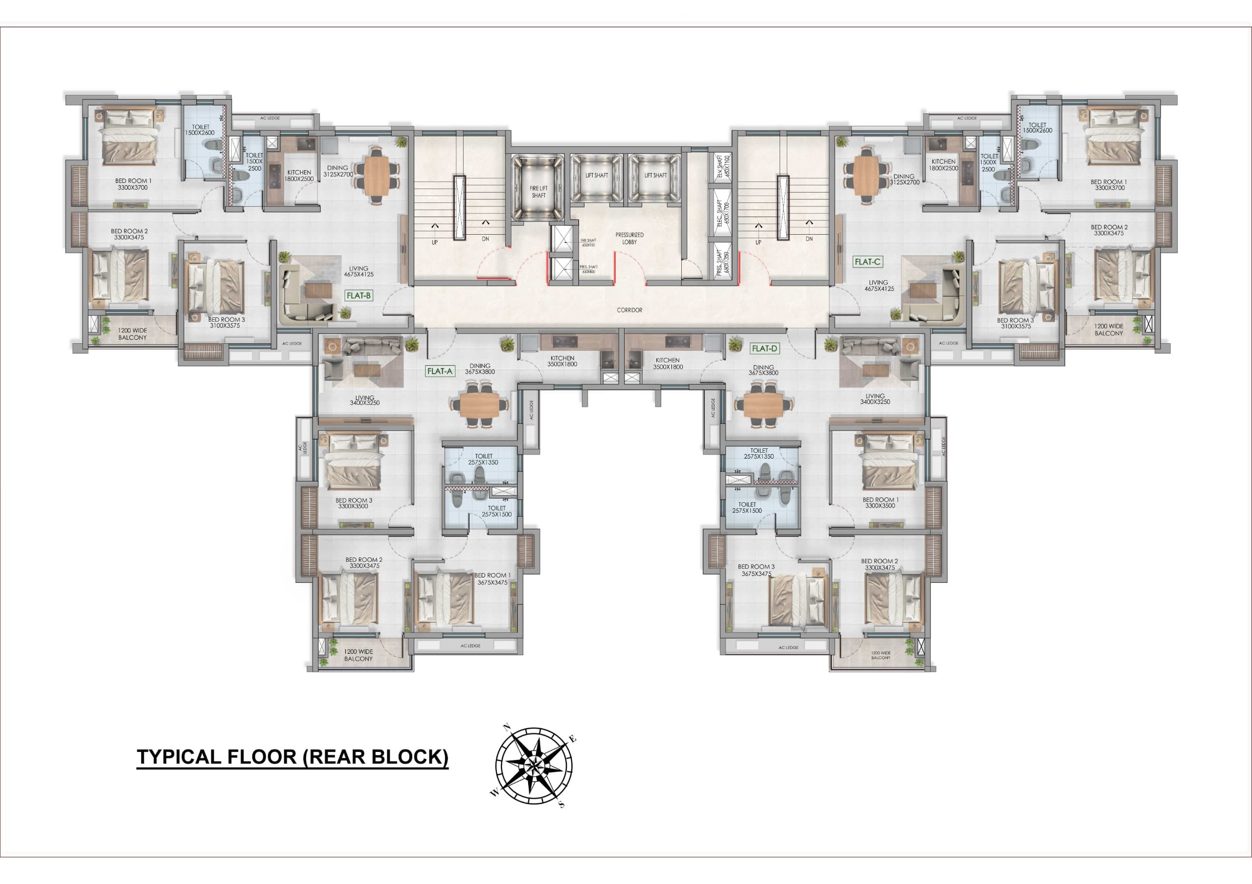 KPC Harmony 3BHK + 2 Toilet Floor Plan